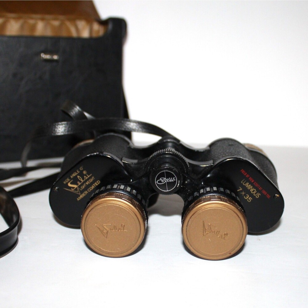 Vintage Selsi Binoculars with case Luminous 7x35 Japan wide angle